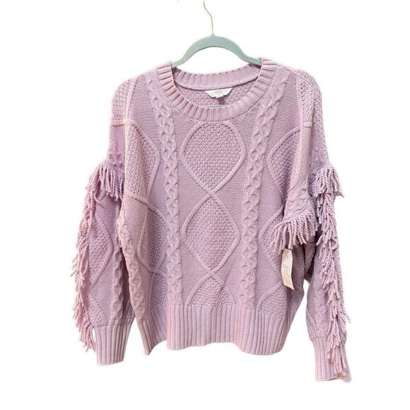 NWT Time and Tru (XL) knit pullover sweater lavender western boho style fringe - Picture 1 of 7